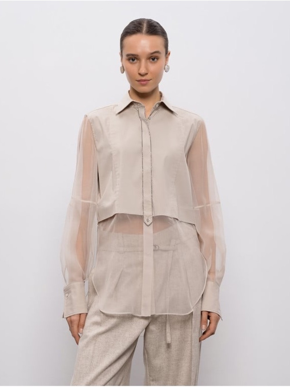 Brunello Cucinelli Monili-chain Panelled Shirt